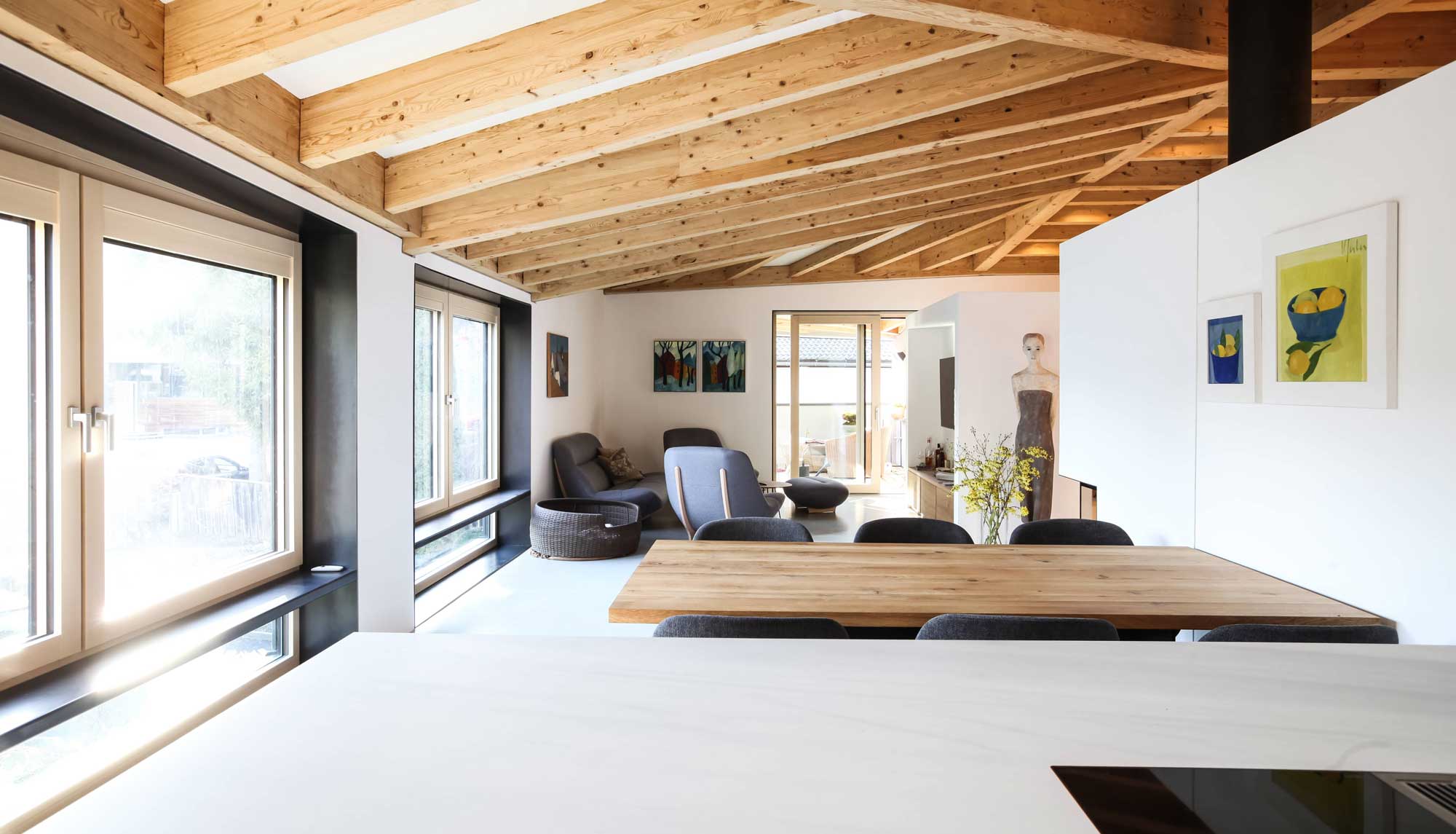 Wohnbereich mit Designermöbel | Aufstockung eines Einfamilienhauses | Architekt Stubai Umgebung