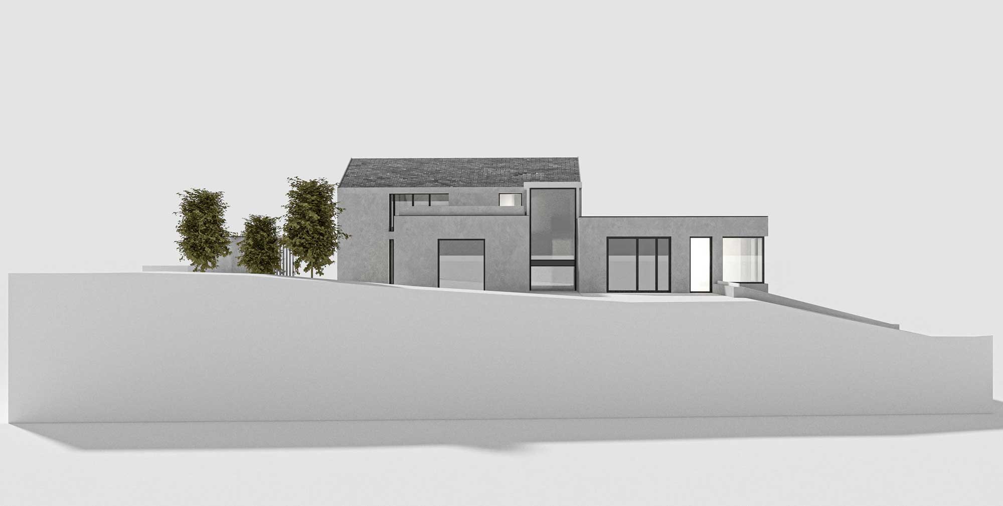Architektur Visualisierung von Einfamilienhaus in Innsbruck Land | Ansicht von der Seite