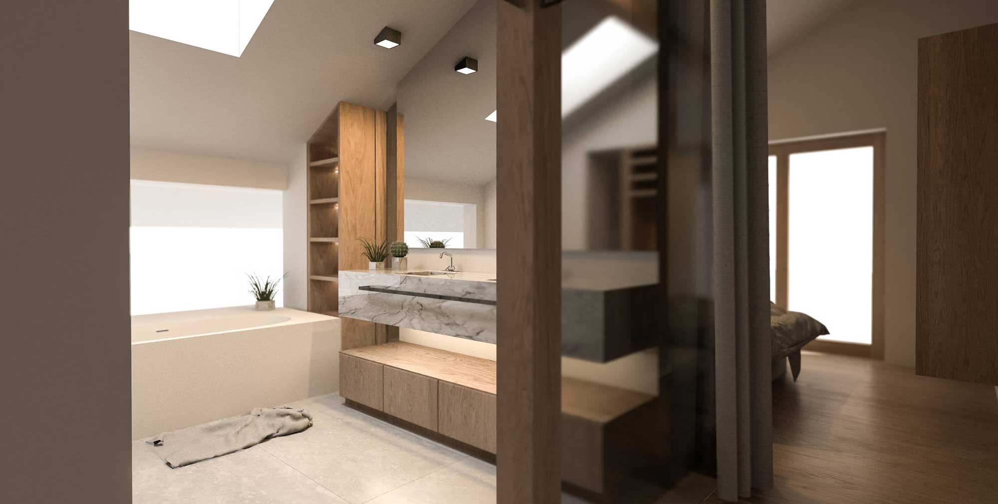 Modernes Badezimmer Ideen | Marmor, Holz | Architektur Visualisierung | Umbau