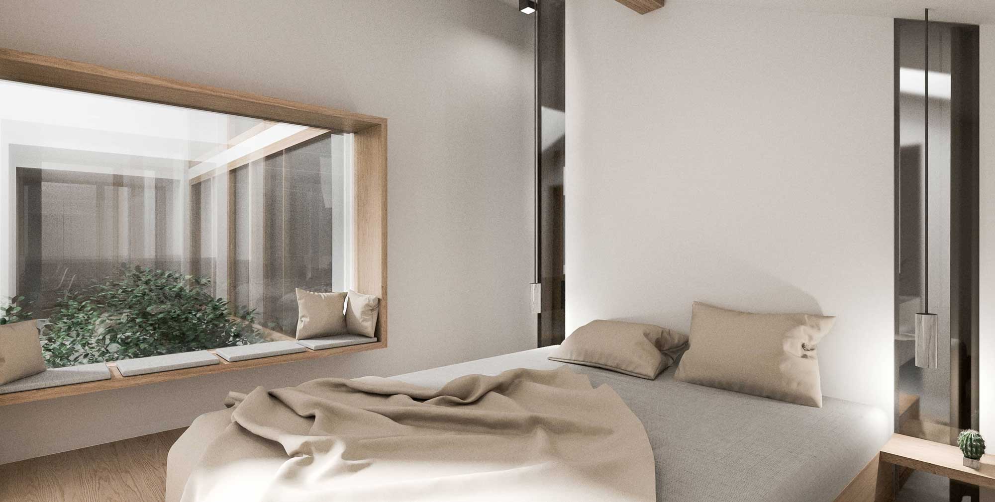 Innendesign Schlafzimmer Visualisierung | Haus Umbau planen | SNOW Architektur
