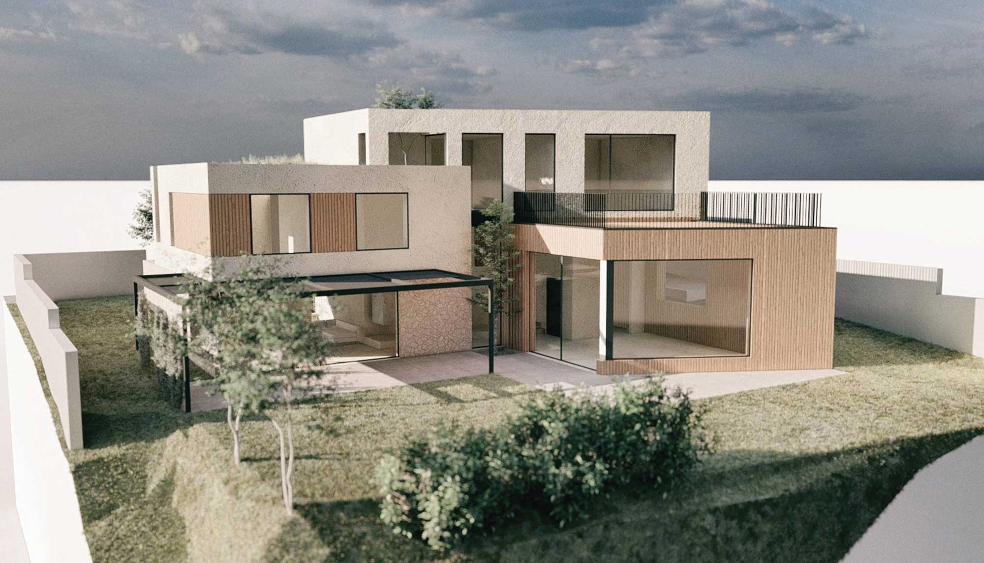 Hausansicht vorne | Einfamilienhaus mit Garten bauen | Architektenhäuser | Architekturbüro Innsbruck, Tirol
