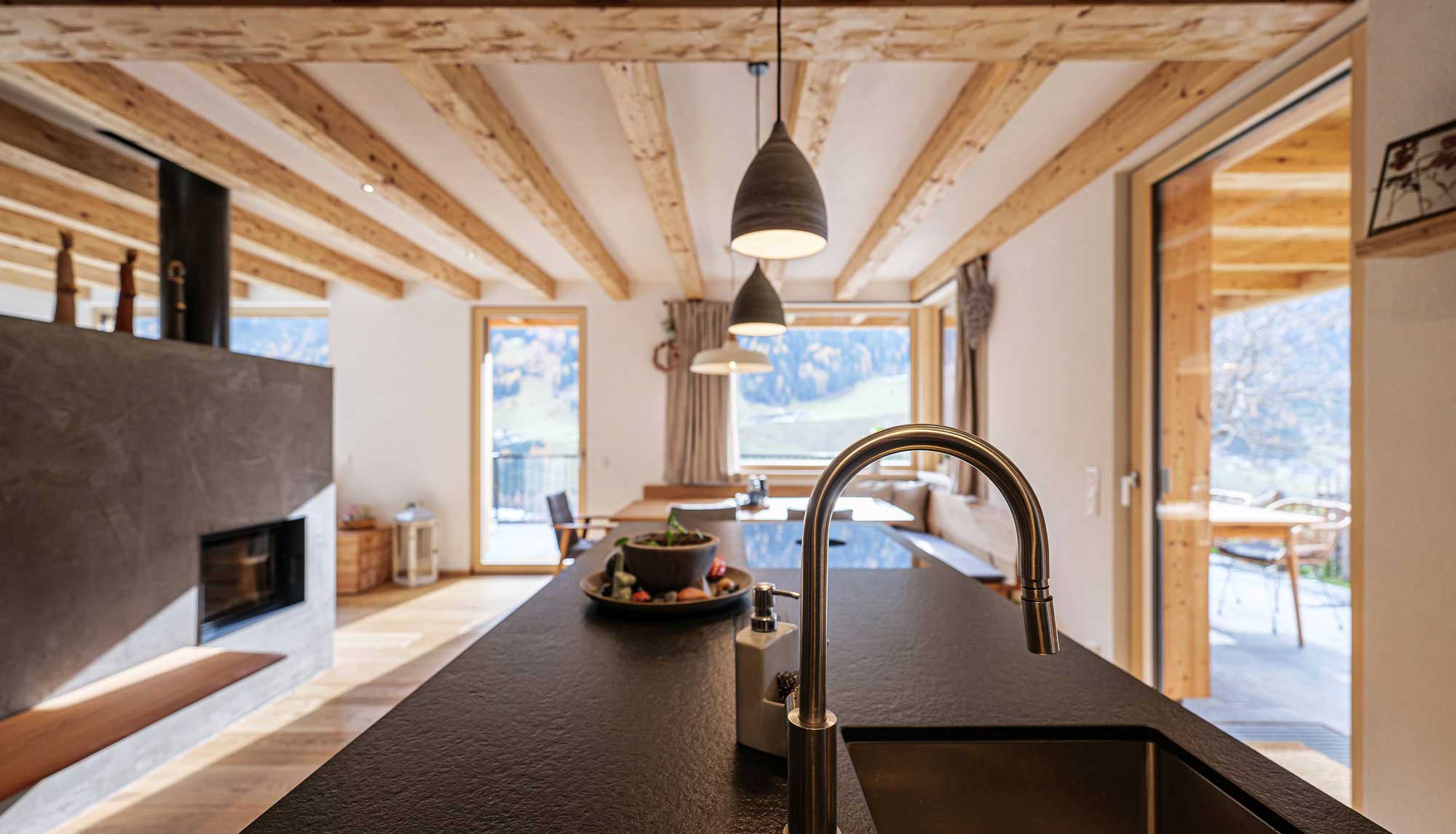Doppelhaus Innenraumdesign offener Küchen-Wohnraum | Architektur Innsbruck Land