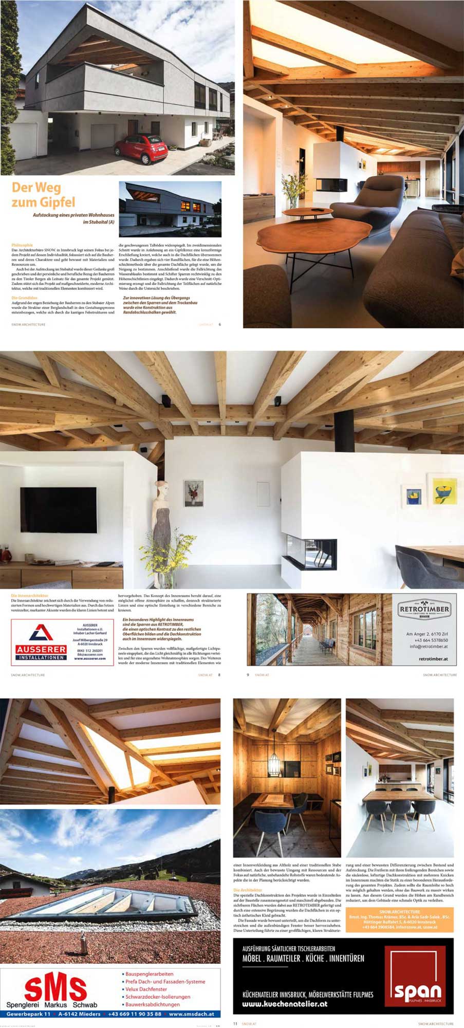 Presse SNOW Architektur Tirol und Kärnten | Thema Planung von Anbau von Architekten | RB Illustrierte Dezember 2018