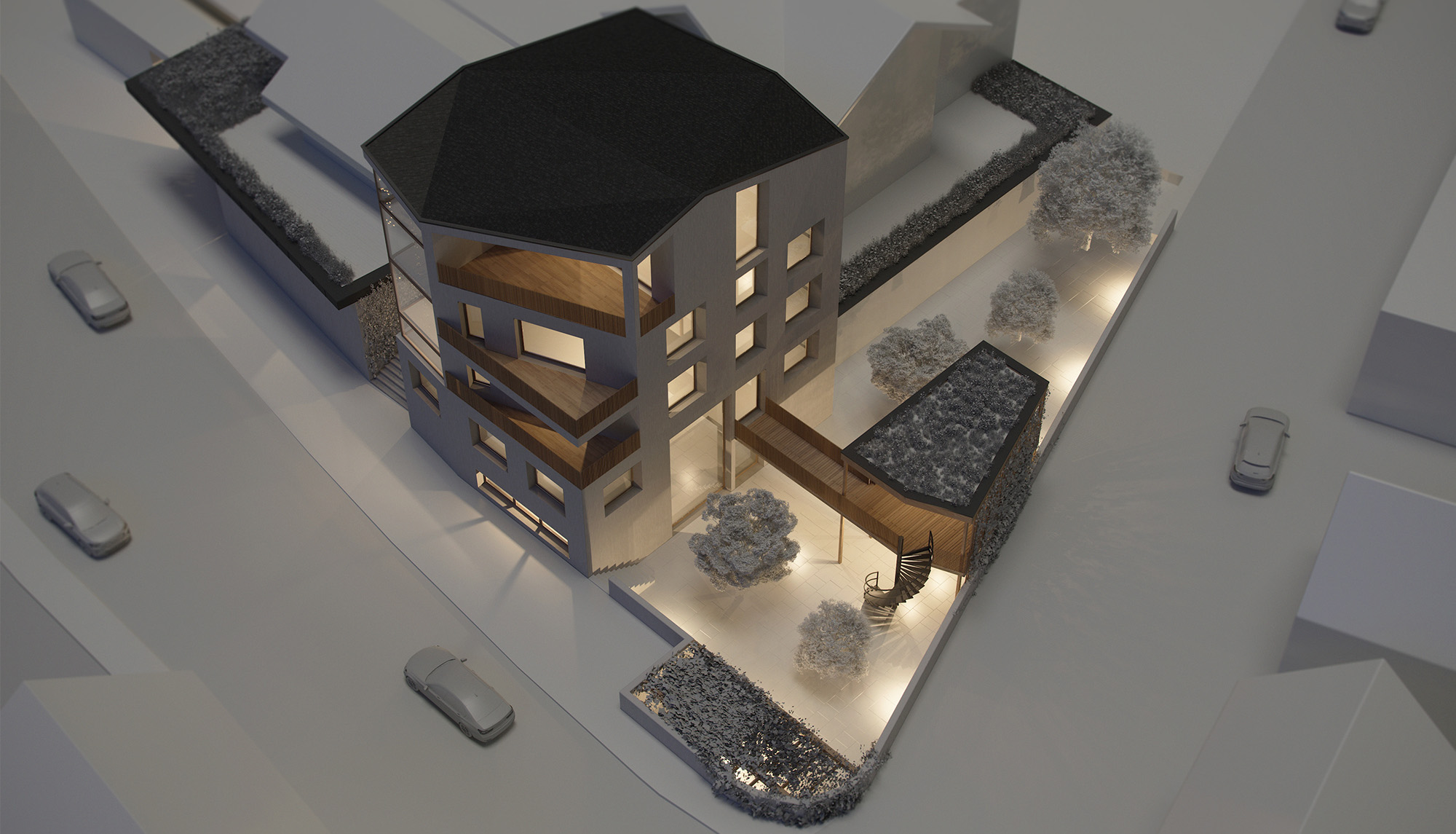 Neugestaltung der Architektur eines Hotels in Vorarlberg | Nachtansicht
