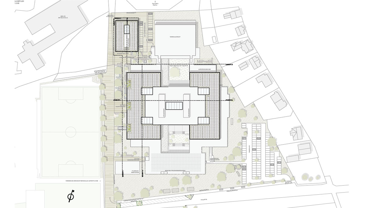 Pläne vom Architekturwettbewerb der Schule Hartberg - Neubau / Aufstockung & Sanierung