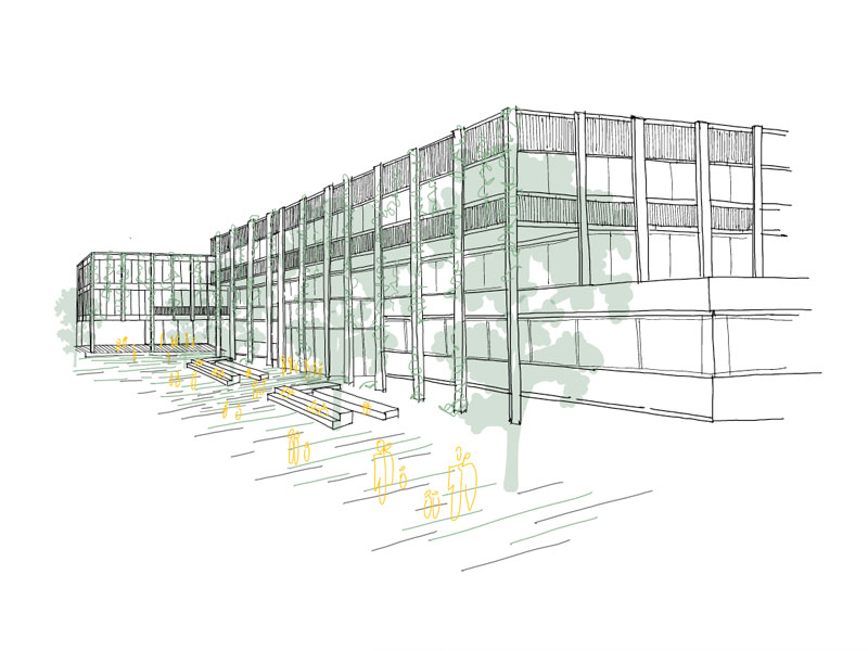Skizze Titelbild Wettbewerb der Schule Hartberg - Architekt Innsbruck, Tirol