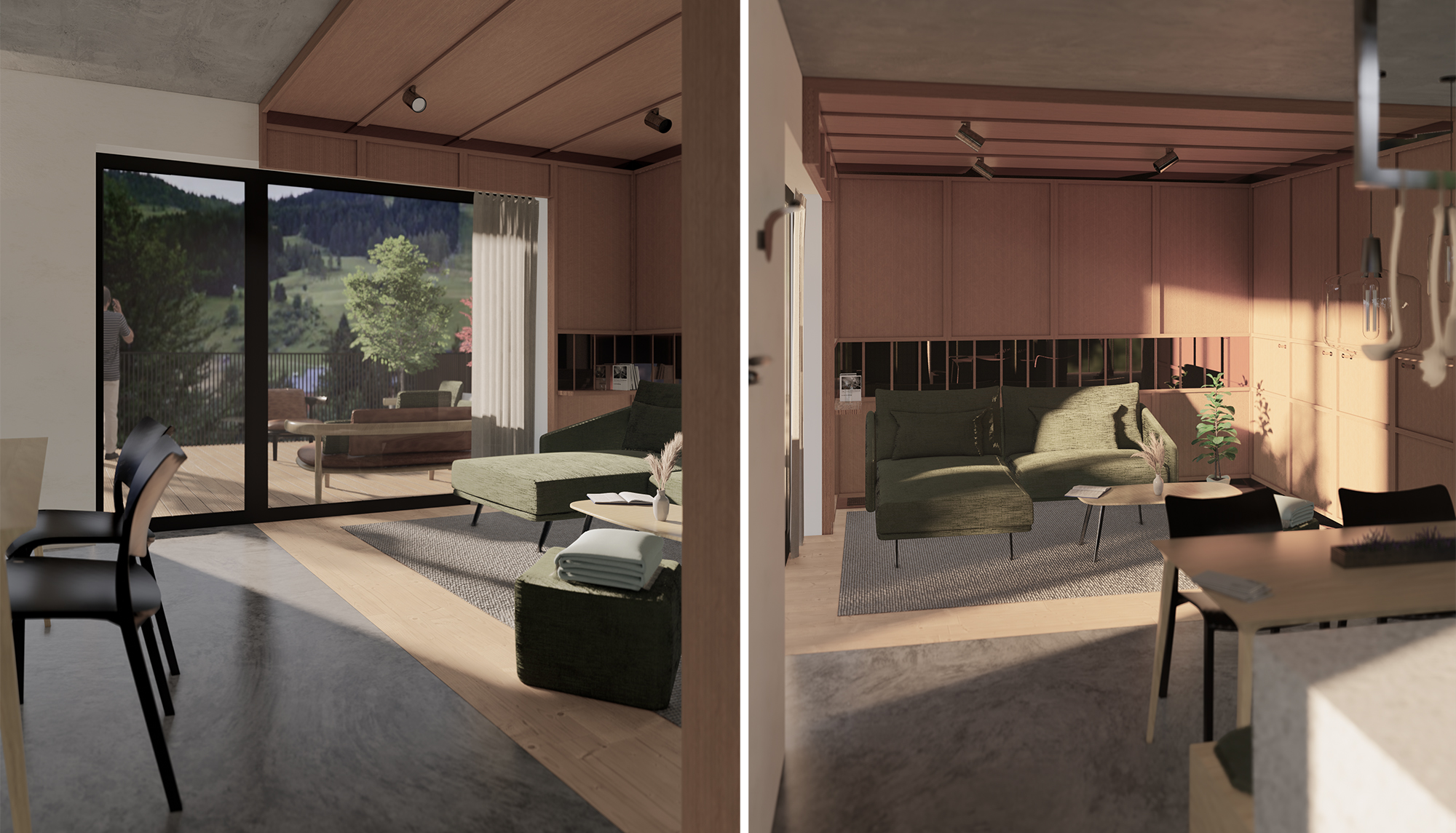 Apartment Design | Wohnbereich mit Eichenholzboden | SNOW ARCHITEKTUR