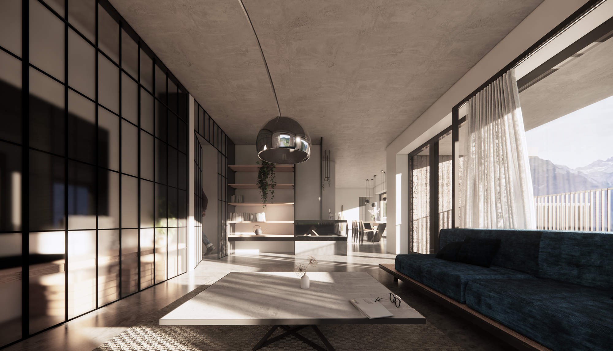 Apartment Design | Wohnbereich industriell und minimalistisch | SNOW ARCHITEKTUR