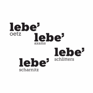 lebe – Wortmarken der vier Standorte Wortmarken der Hospitality-Marke lebe für die vier Standorte oetz, axams, schlitters und scharnitz